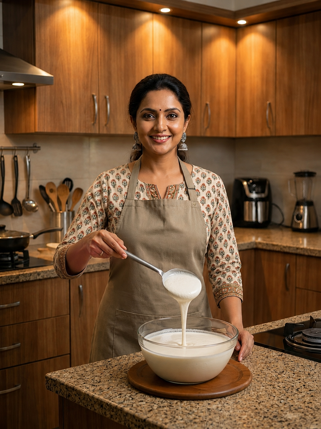 Sruthi in her garden kitchen